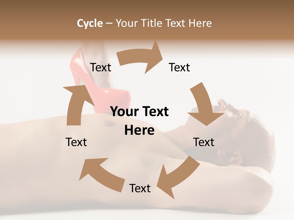 A Man With A Red High Heel Shoe On Top Of His Body PowerPoint Template