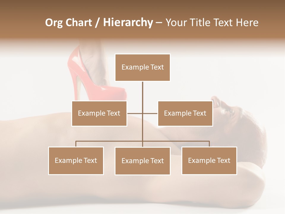 A Man With A Red High Heel Shoe On Top Of His Body PowerPoint Template