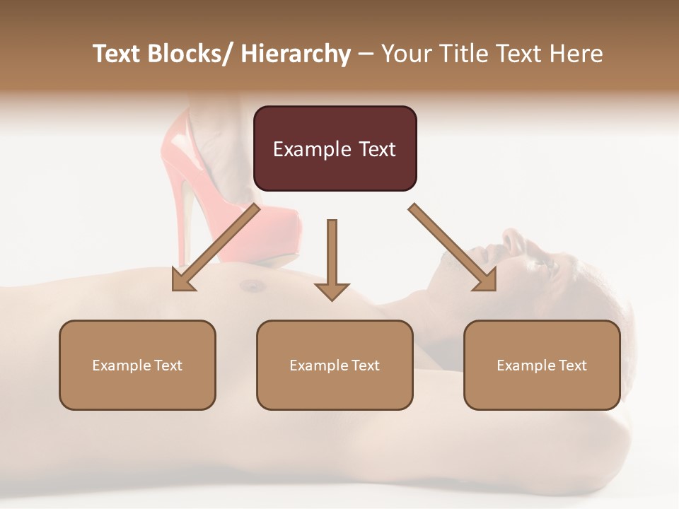 A Man With A Red High Heel Shoe On Top Of His Body PowerPoint Template