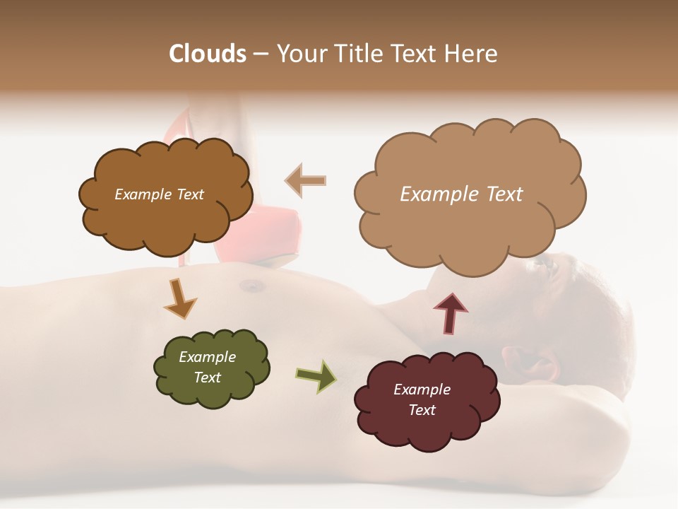 A Man With A Red High Heel Shoe On Top Of His Body PowerPoint Template