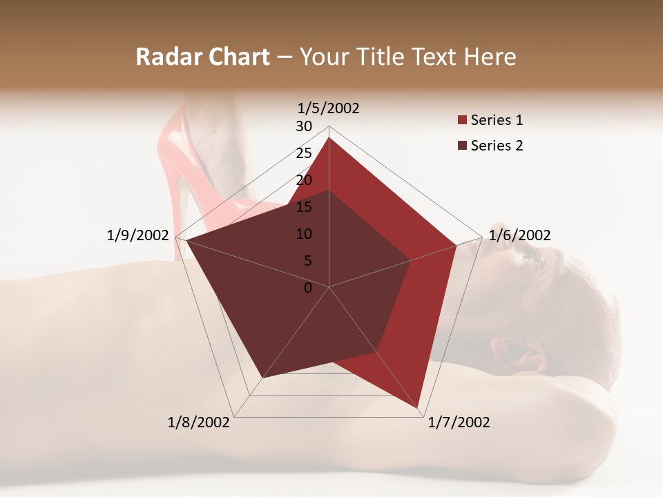 A Man With A Red High Heel Shoe On Top Of His Body PowerPoint Template