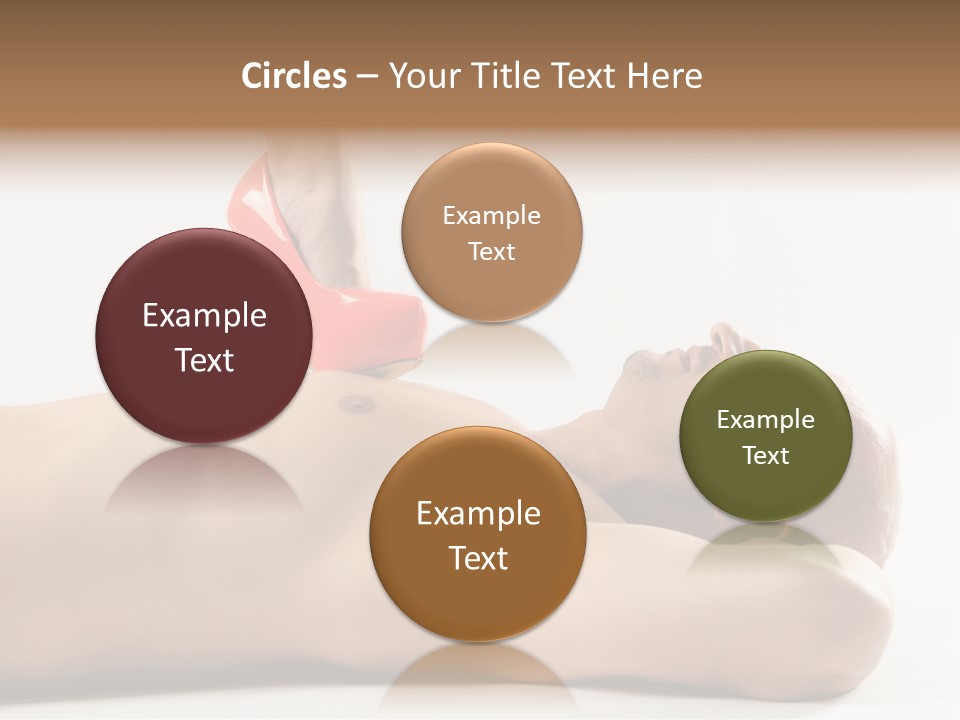 A Man With A Red High Heel Shoe On Top Of His Body PowerPoint Template