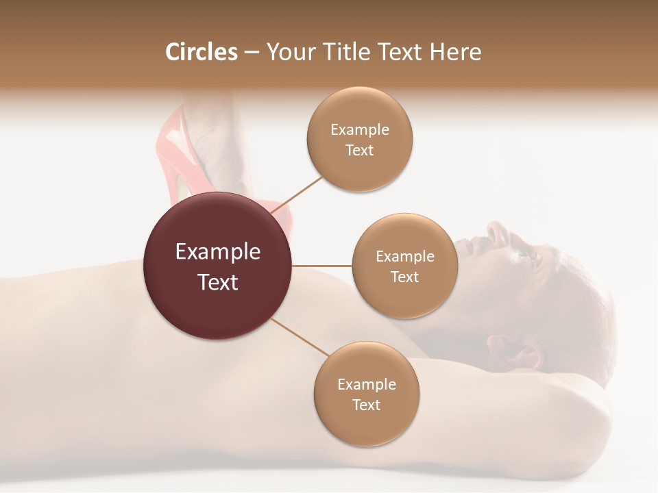 A Man With A Red High Heel Shoe On Top Of His Body PowerPoint Template