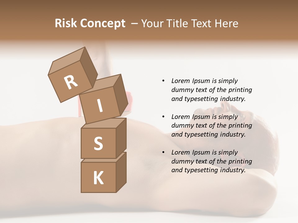 A Man With A Red High Heel Shoe On Top Of His Body PowerPoint Template