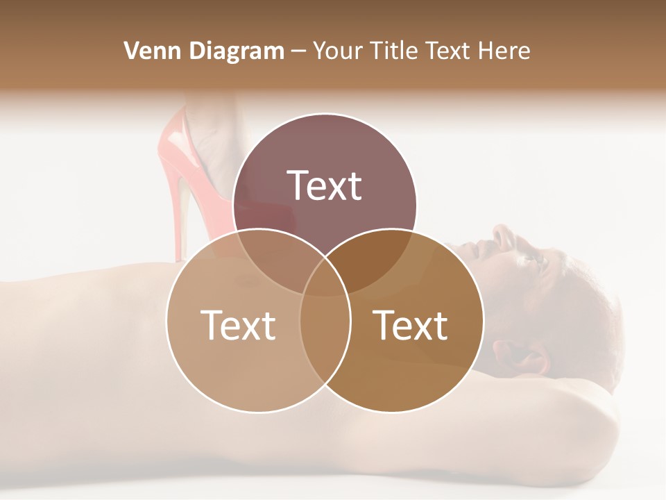 A Man With A Red High Heel Shoe On Top Of His Body PowerPoint Template