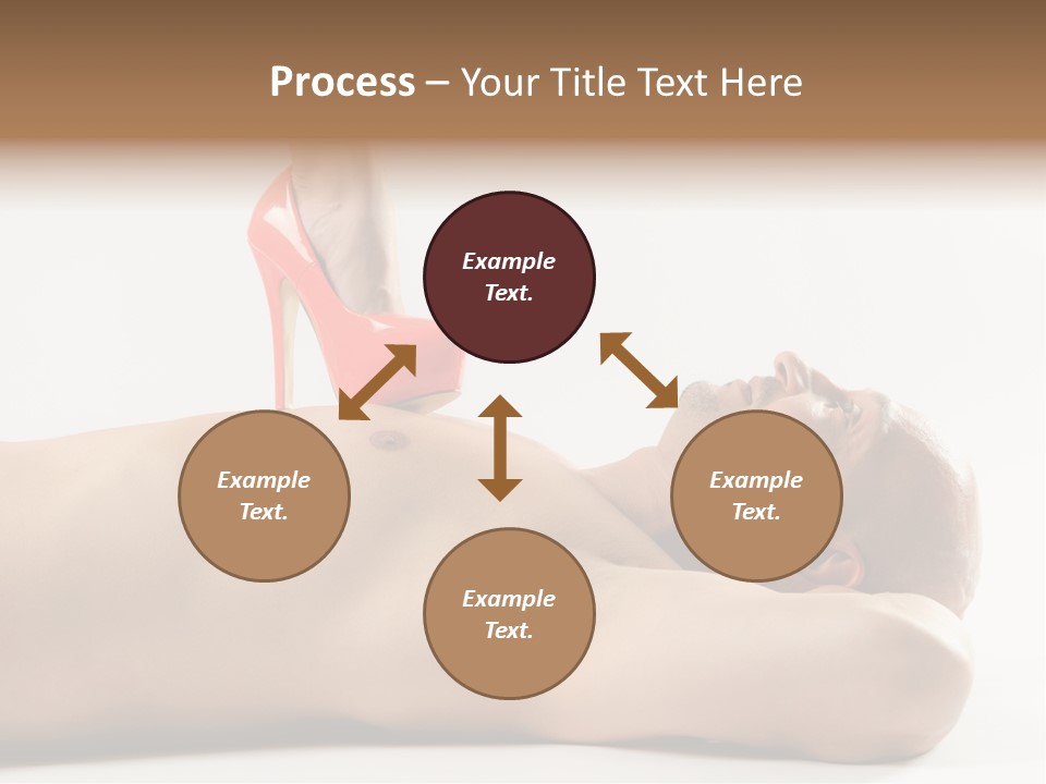 A Man With A Red High Heel Shoe On Top Of His Body PowerPoint Template