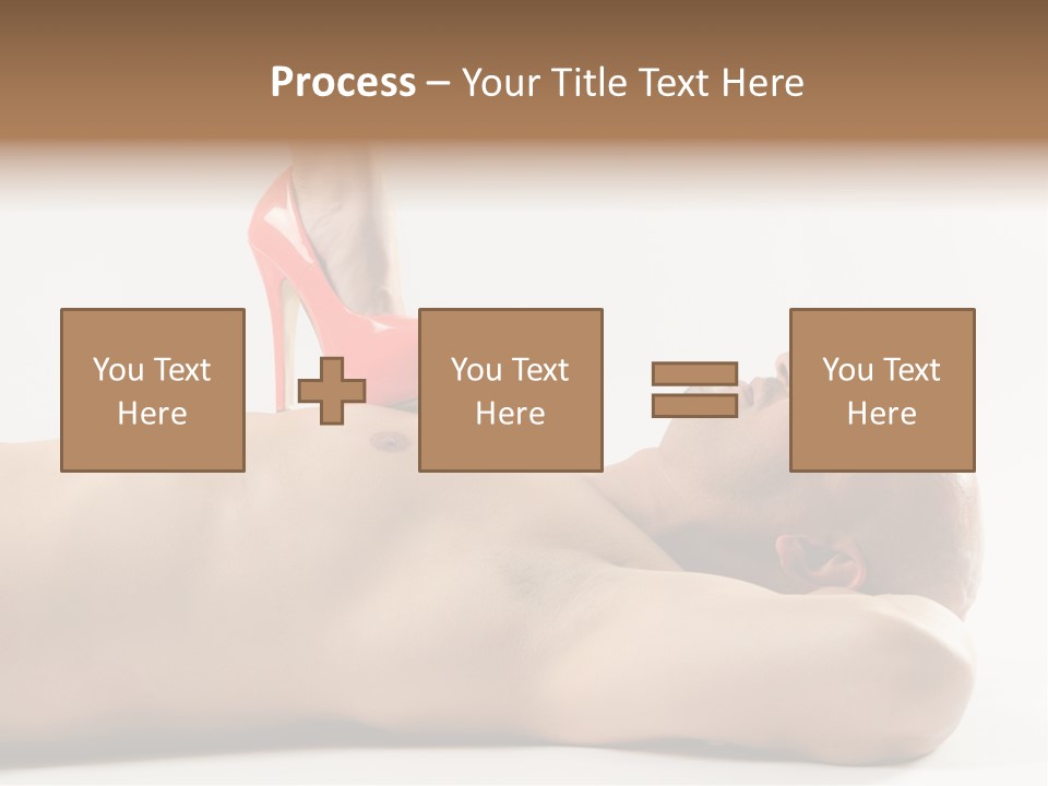 A Man With A Red High Heel Shoe On Top Of His Body PowerPoint Template