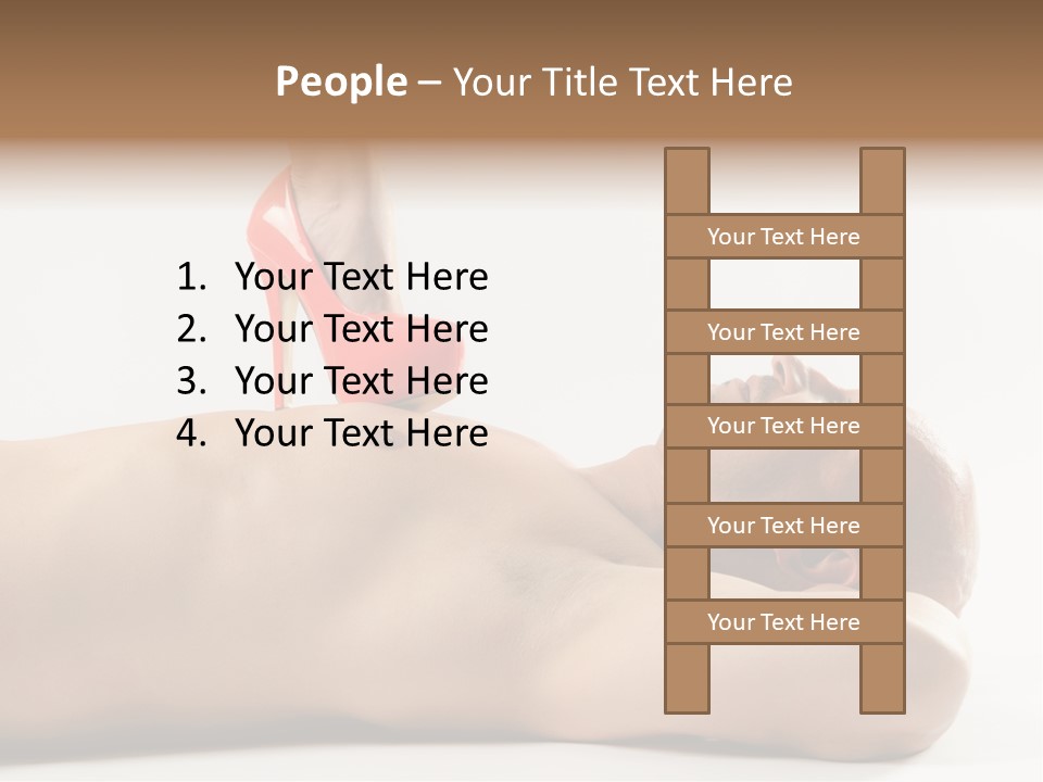 A Man With A Red High Heel Shoe On Top Of His Body PowerPoint Template