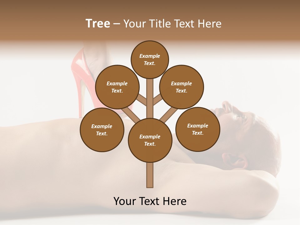 A Man With A Red High Heel Shoe On Top Of His Body PowerPoint Template