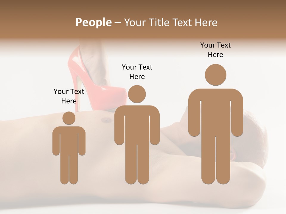 A Man With A Red High Heel Shoe On Top Of His Body PowerPoint Template