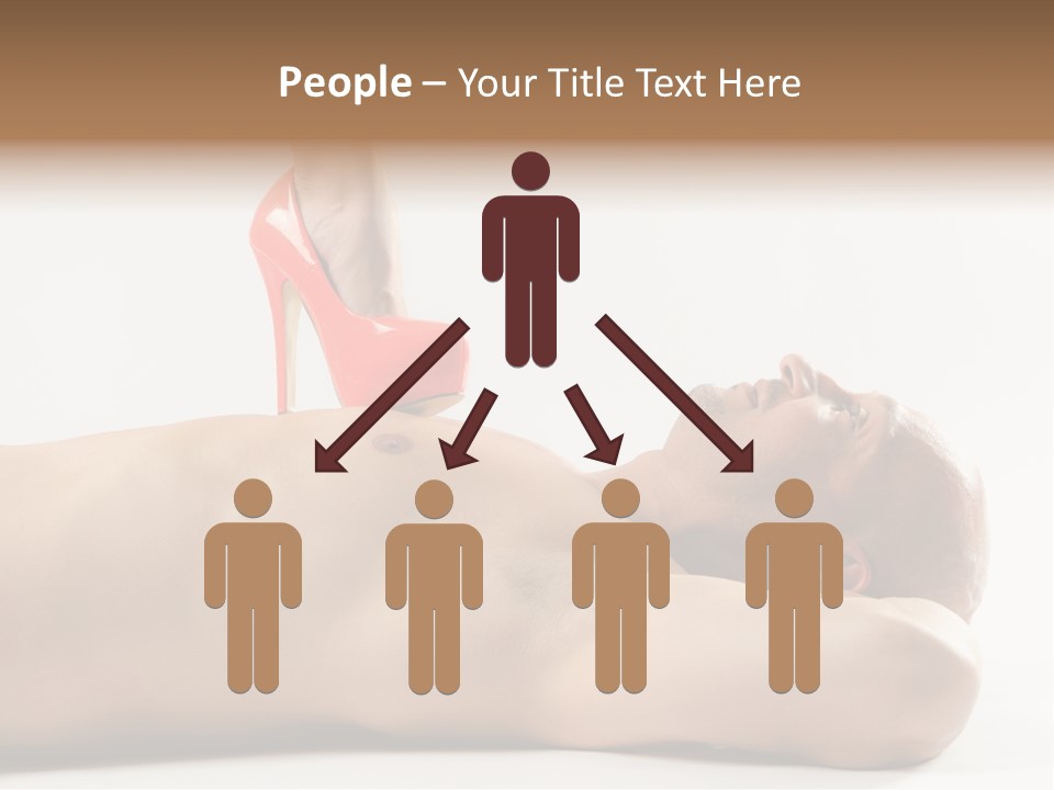 A Man With A Red High Heel Shoe On Top Of His Body PowerPoint Template