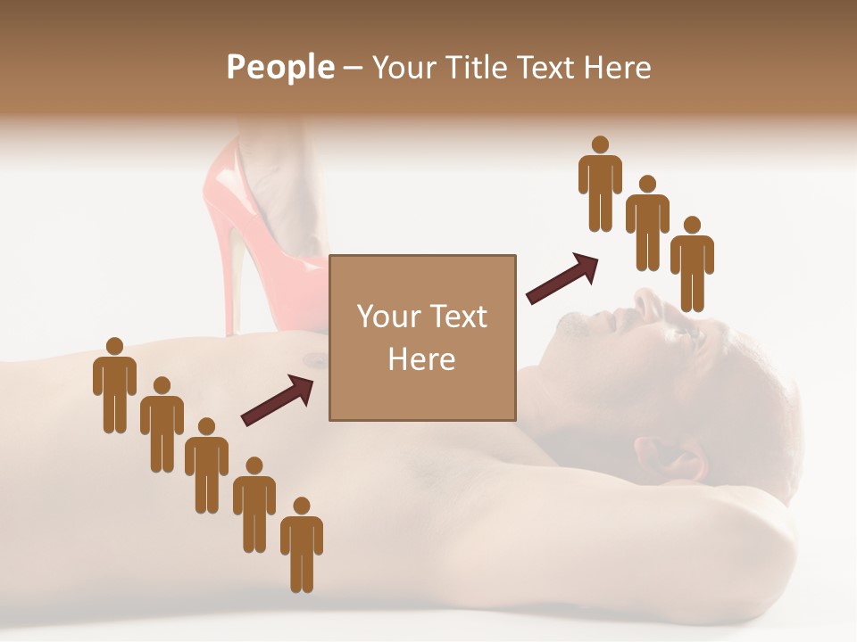A Man With A Red High Heel Shoe On Top Of His Body PowerPoint Template