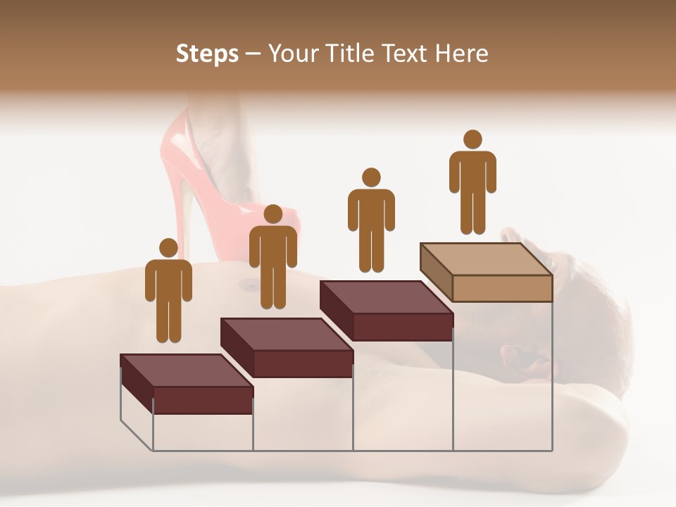 A Man With A Red High Heel Shoe On Top Of His Body PowerPoint Template