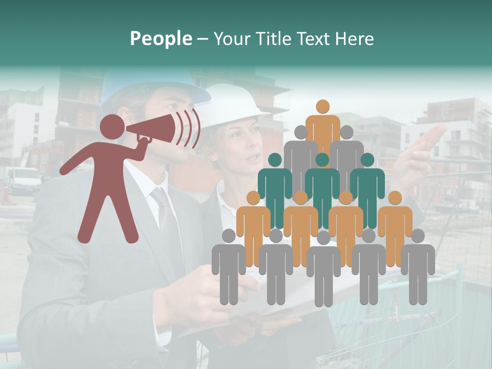 Blueprint Standing Career PowerPoint Template