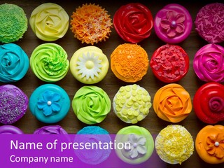 Colorful Flowers Fairy Cakes PowerPoint Template