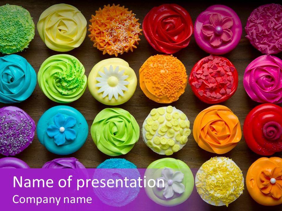 Colorful Flowers Fairy Cakes PowerPoint Template