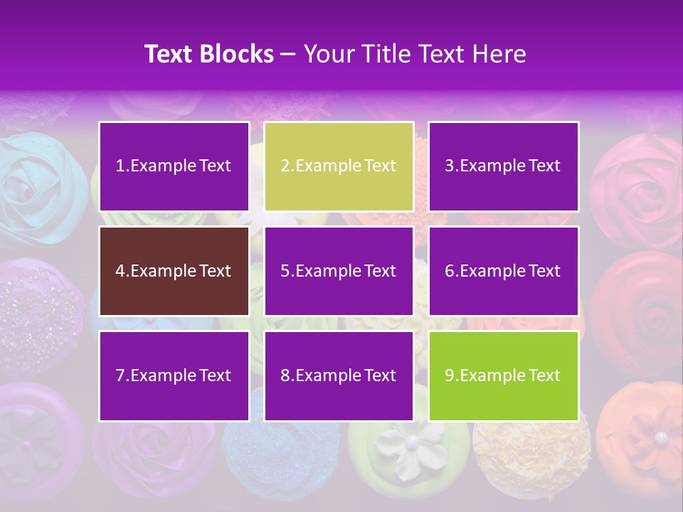 Colorful Flowers Fairy Cakes PowerPoint Template