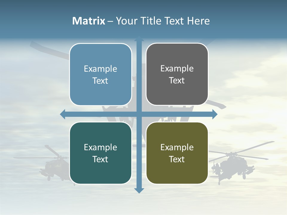A Group Of Military Helicopters Flying Through A Cloudy Sky PowerPoint Template