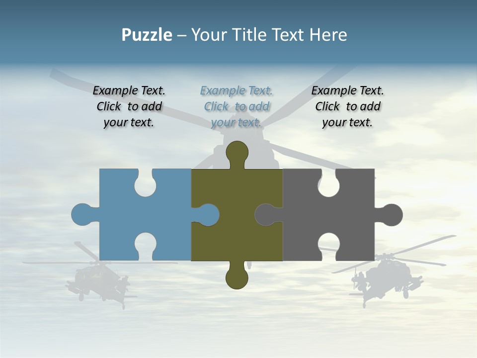 A Group Of Military Helicopters Flying Through A Cloudy Sky PowerPoint Template