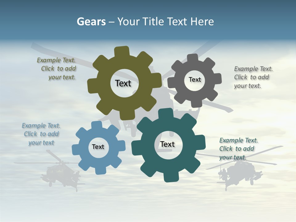 A Group Of Military Helicopters Flying Through A Cloudy Sky PowerPoint Template