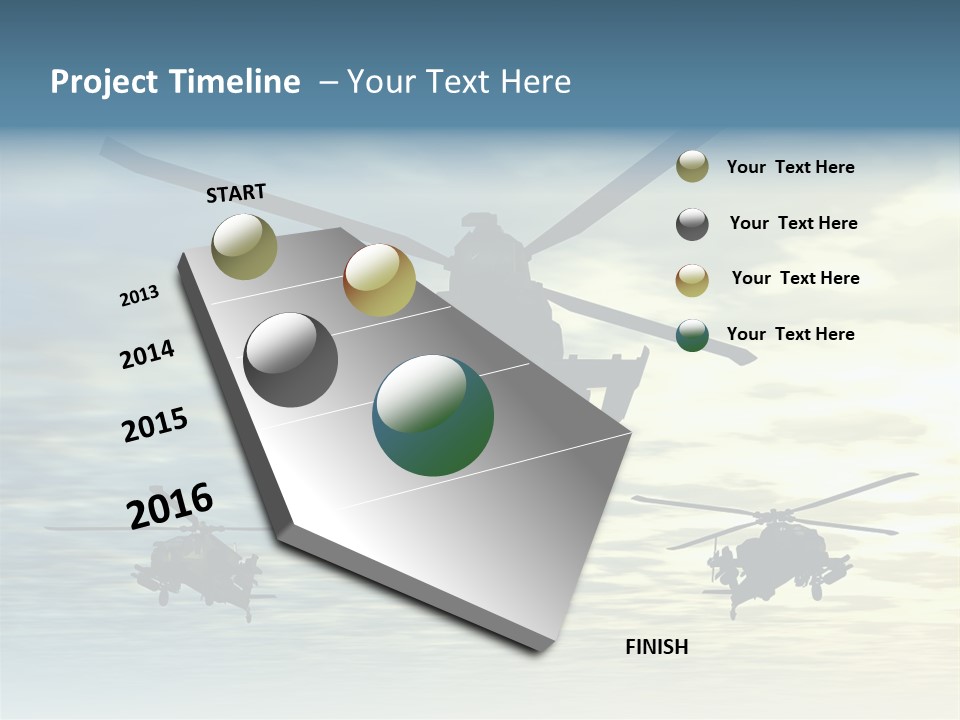 A Group Of Military Helicopters Flying Through A Cloudy Sky PowerPoint Template