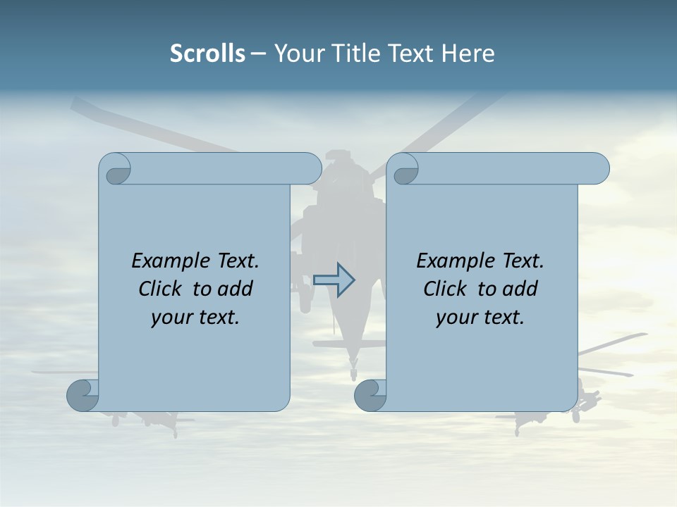 A Group Of Military Helicopters Flying Through A Cloudy Sky PowerPoint Template