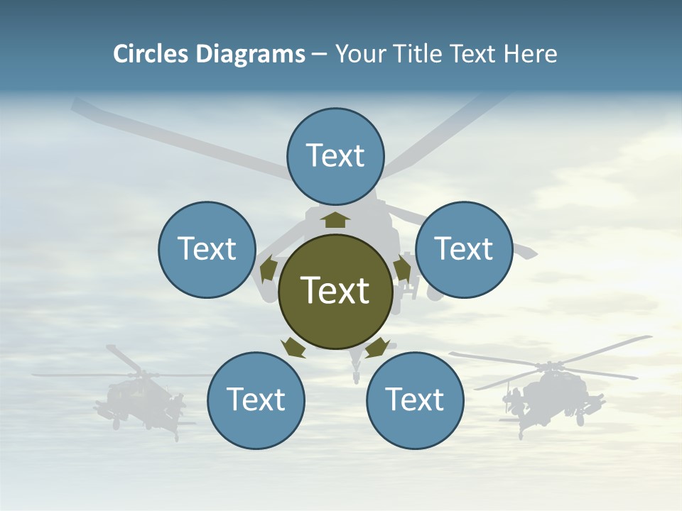 A Group Of Military Helicopters Flying Through A Cloudy Sky PowerPoint Template
