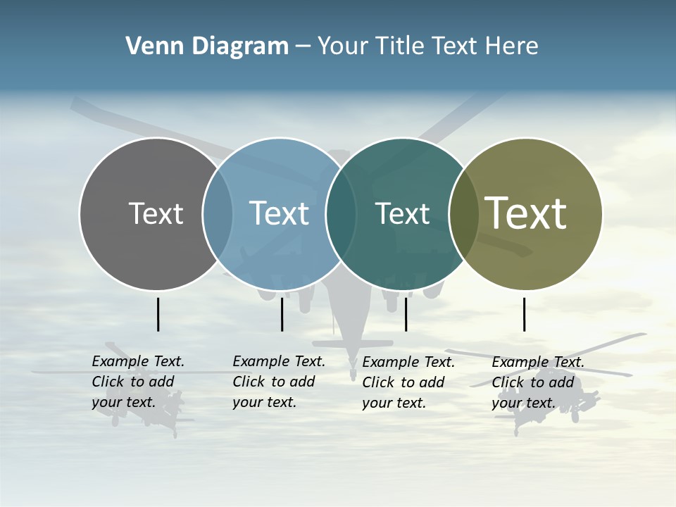 A Group Of Military Helicopters Flying Through A Cloudy Sky PowerPoint Template