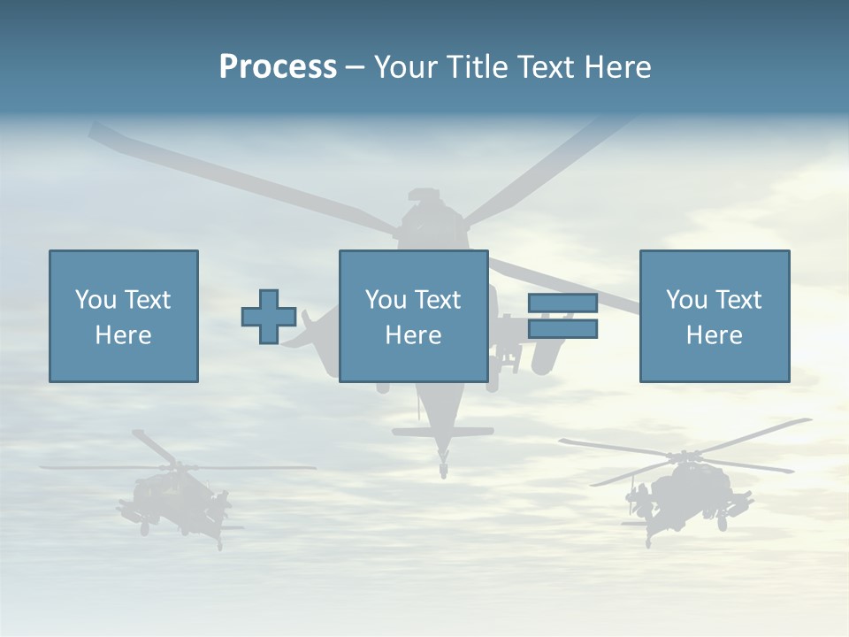 A Group Of Military Helicopters Flying Through A Cloudy Sky PowerPoint Template