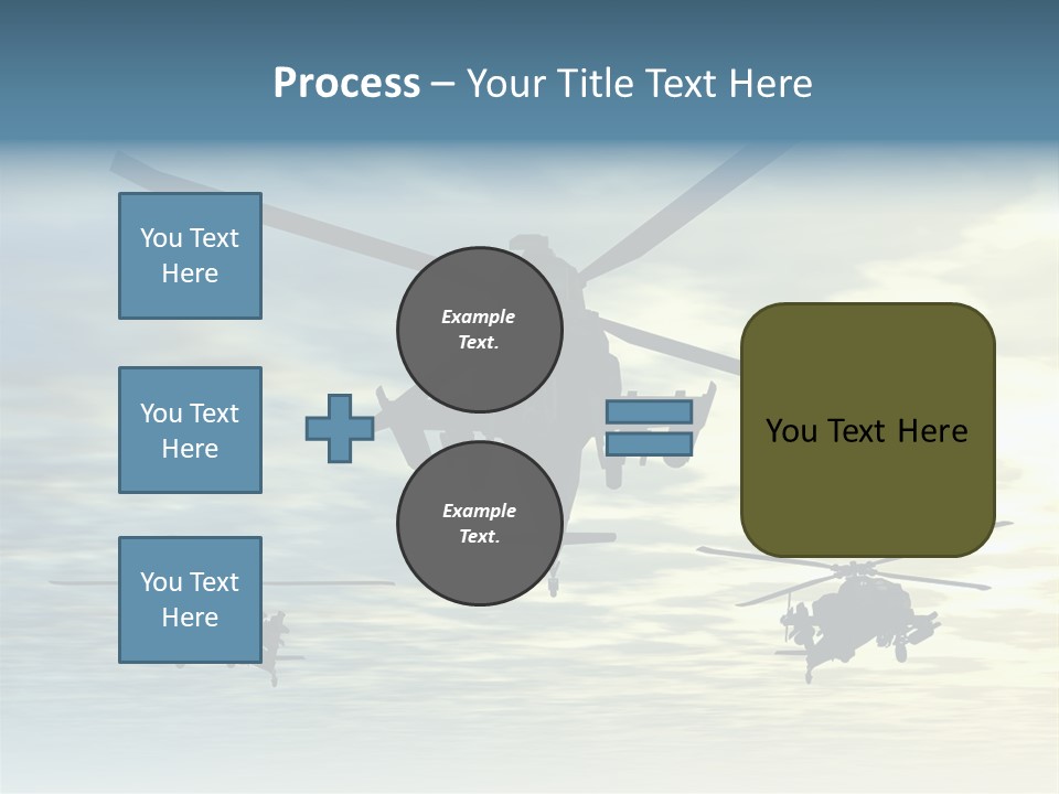 A Group Of Military Helicopters Flying Through A Cloudy Sky PowerPoint Template