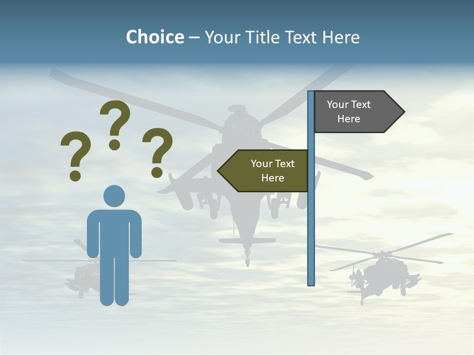 A Group Of Military Helicopters Flying Through A Cloudy Sky PowerPoint Template