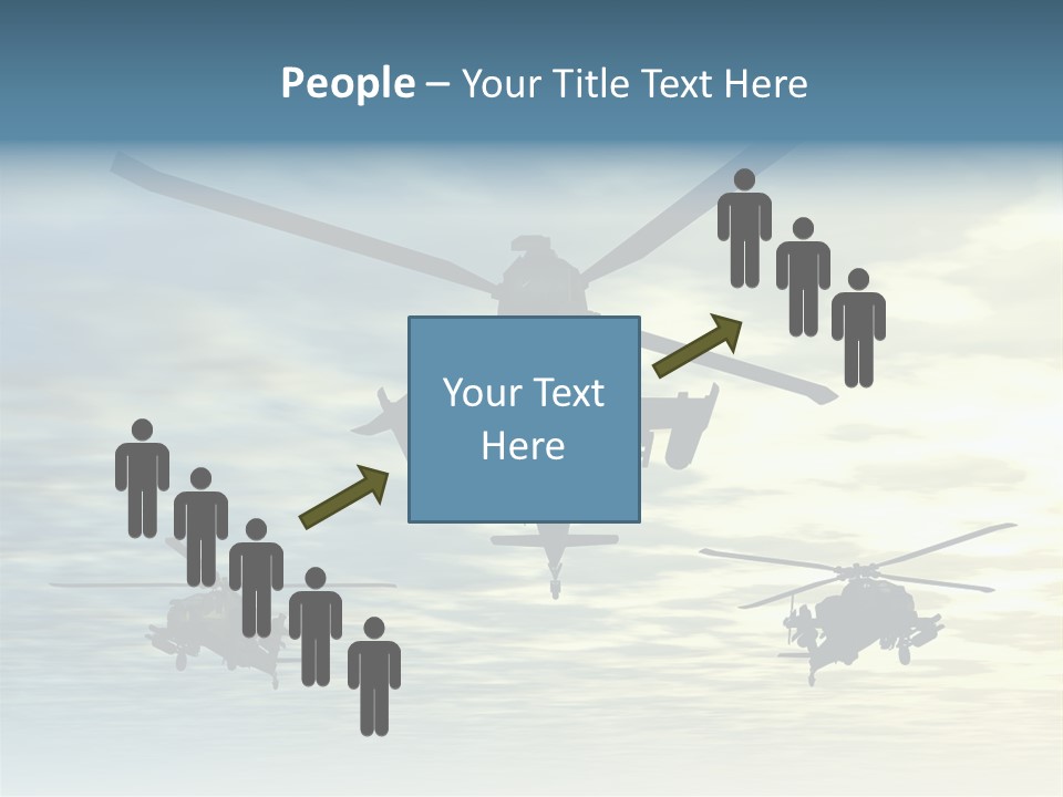 A Group Of Military Helicopters Flying Through A Cloudy Sky PowerPoint Template