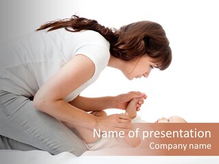 White Touch Girl PowerPoint Template