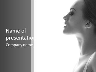 A Woman Is Looking Out Of A Window PowerPoint Template