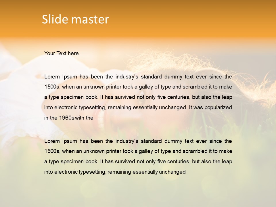 A Beautiful Young Woman Laying In The Grass PowerPoint Template