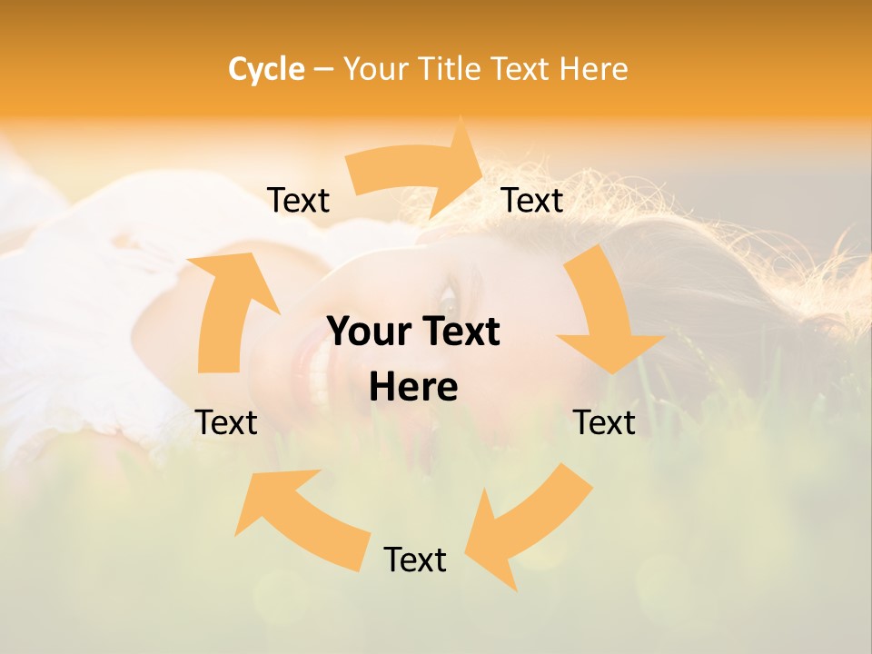 A Beautiful Young Woman Laying In The Grass PowerPoint Template