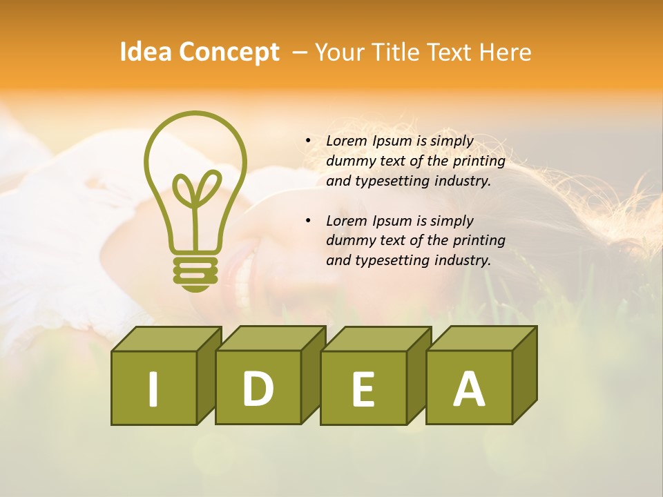 A Beautiful Young Woman Laying In The Grass PowerPoint Template