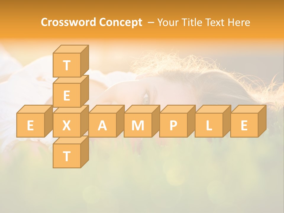 A Beautiful Young Woman Laying In The Grass PowerPoint Template