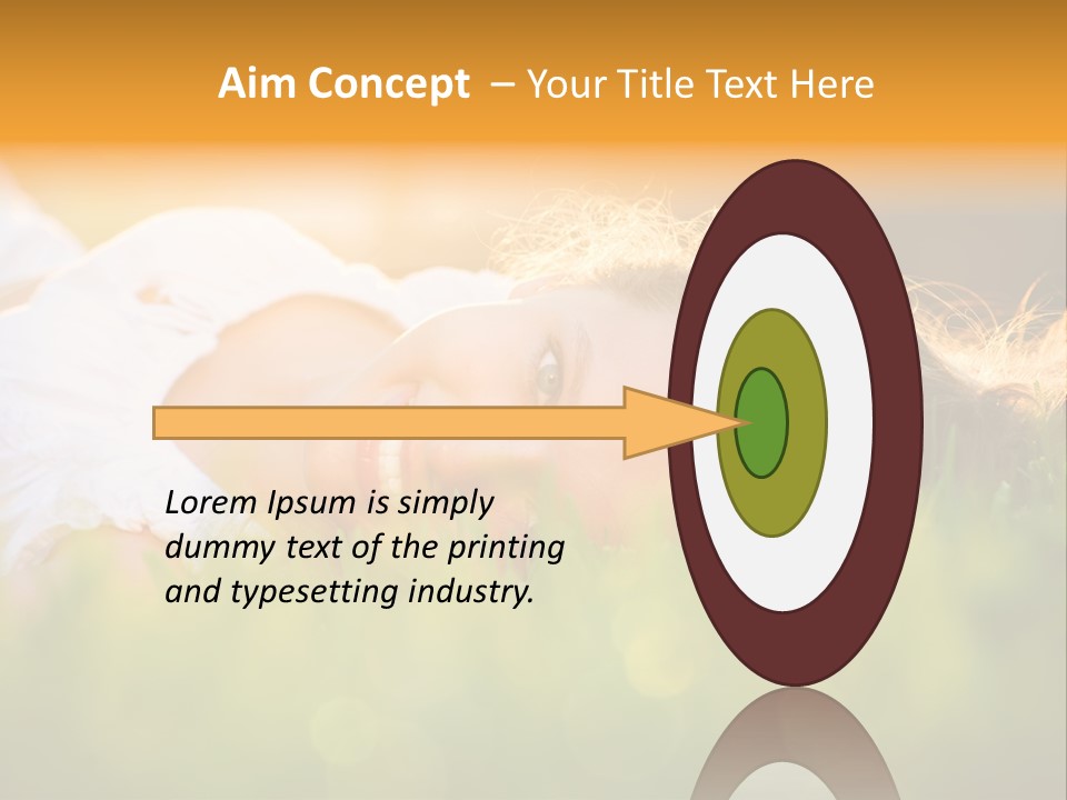 A Beautiful Young Woman Laying In The Grass PowerPoint Template