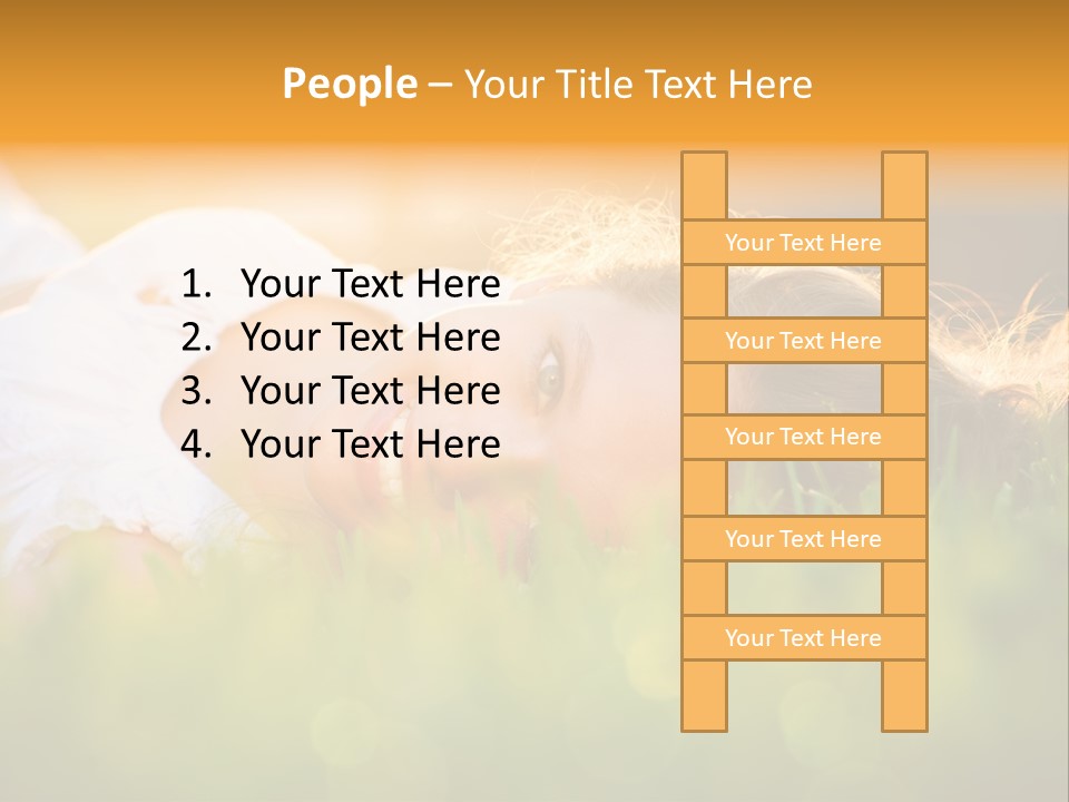 A Beautiful Young Woman Laying In The Grass PowerPoint Template