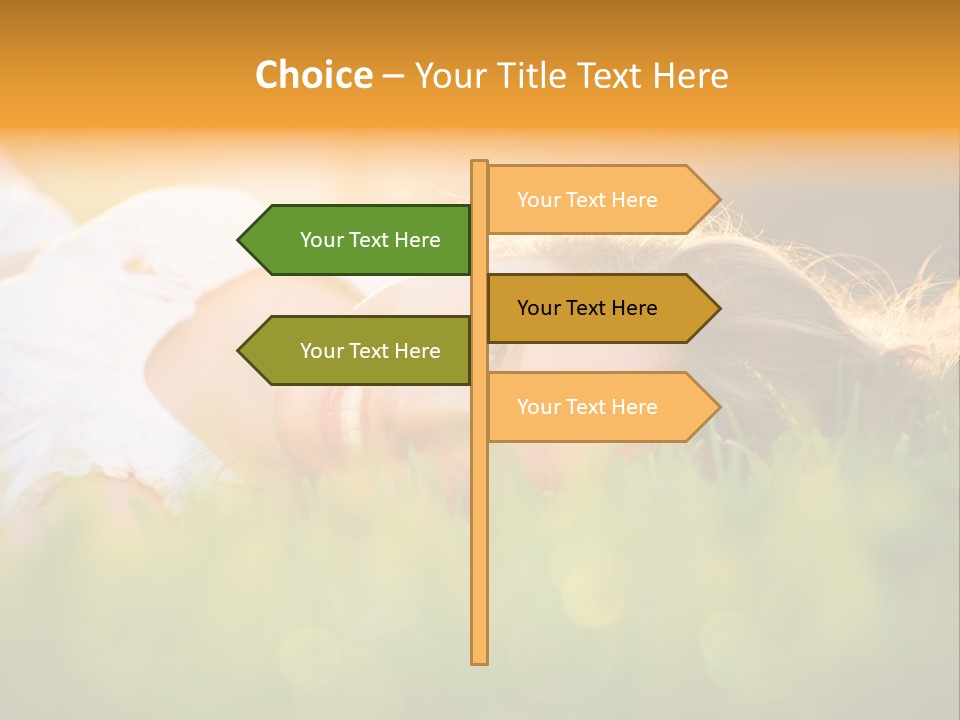 A Beautiful Young Woman Laying In The Grass PowerPoint Template