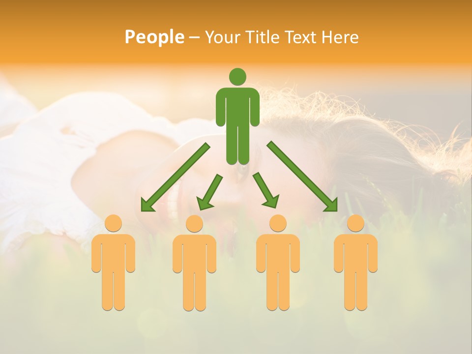 A Beautiful Young Woman Laying In The Grass PowerPoint Template