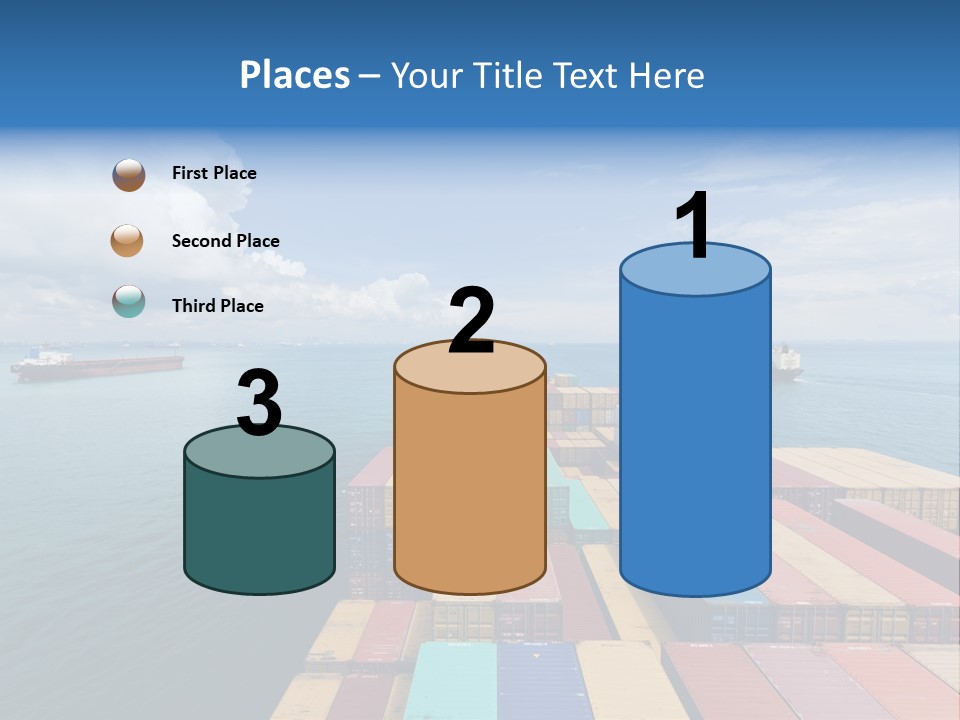 A Large Cargo Ship In The Middle Of The Ocean PowerPoint Template