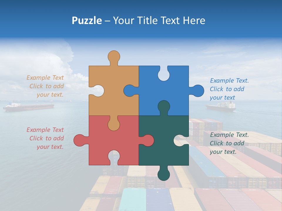 A Large Cargo Ship In The Middle Of The Ocean PowerPoint Template