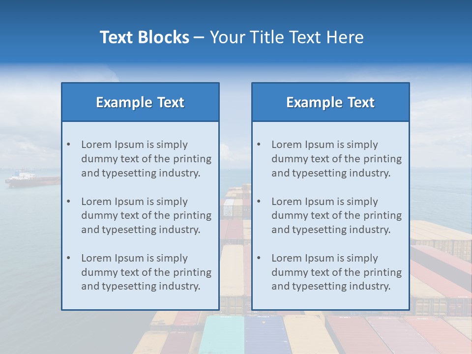A Large Cargo Ship In The Middle Of The Ocean PowerPoint Template