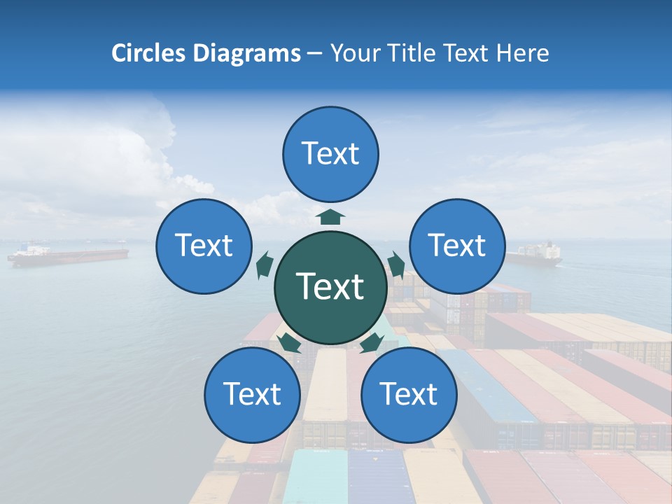 A Large Cargo Ship In The Middle Of The Ocean PowerPoint Template