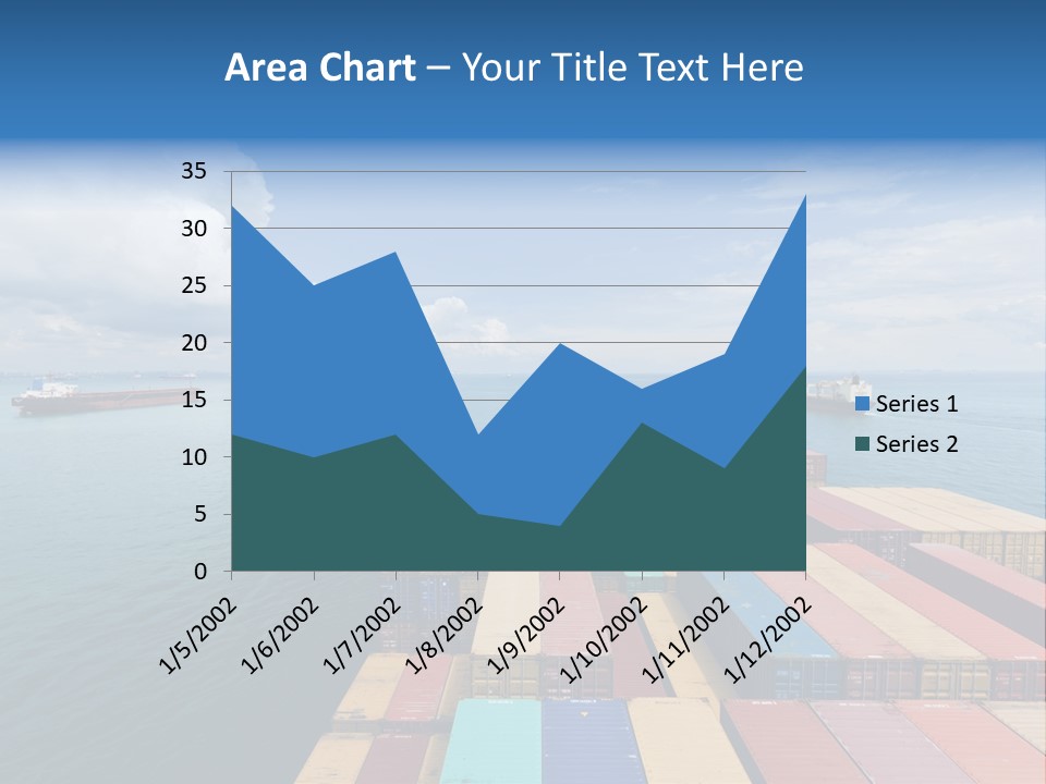 A Large Cargo Ship In The Middle Of The Ocean PowerPoint Template
