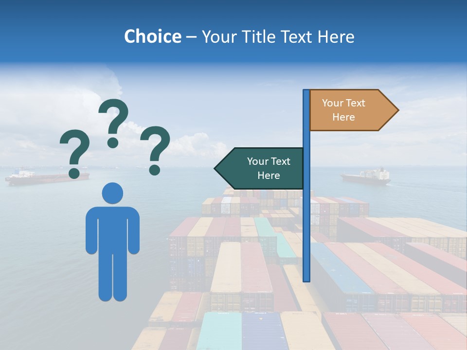 A Large Cargo Ship In The Middle Of The Ocean PowerPoint Template