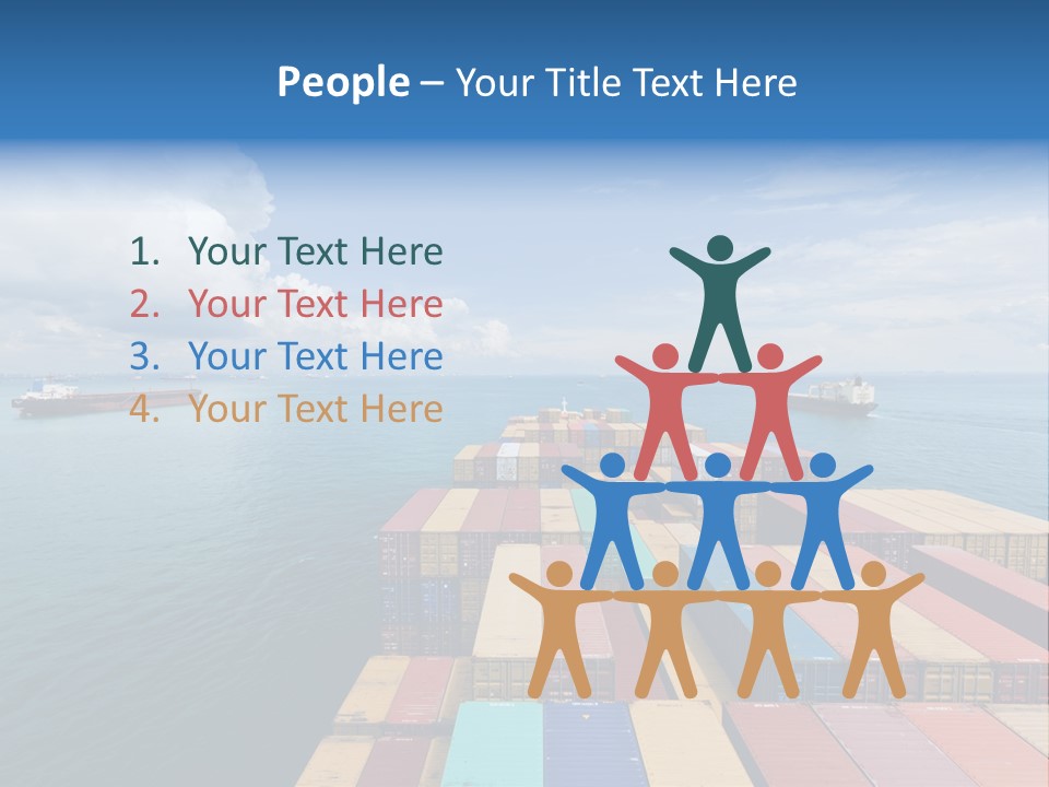 A Large Cargo Ship In The Middle Of The Ocean PowerPoint Template