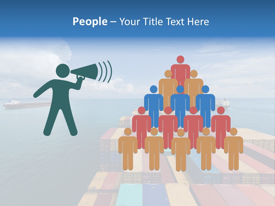 A Large Cargo Ship In The Middle Of The Ocean PowerPoint Template